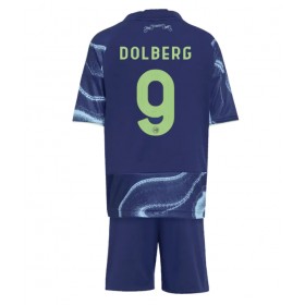 Ajax Kasper Dolberg #9 Borta Kläder Barn 2025-26 Kortärmad (+ Korta byxor)